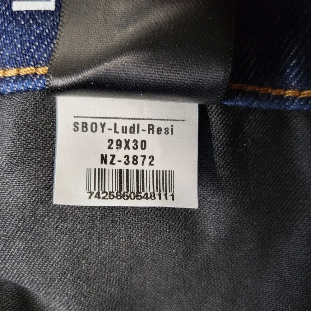 Mott & Bow Ludlow Boyfriend Jeans Womens 29x30 Fits 33x30 Dark Indigo Resin Wash
